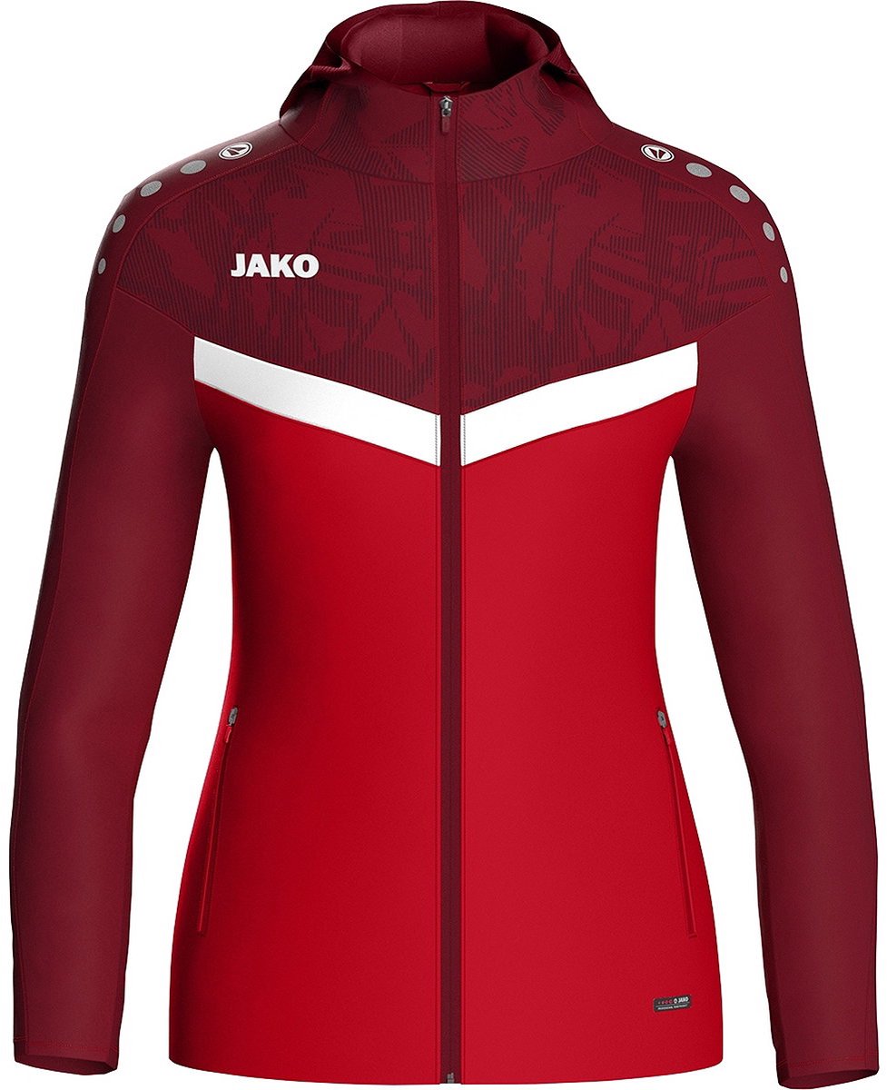 977x1200-426 Jako Iconic Jas Met Kap Dames - Rood / Bordeaux | Maat: 42 - Afbeelding 1