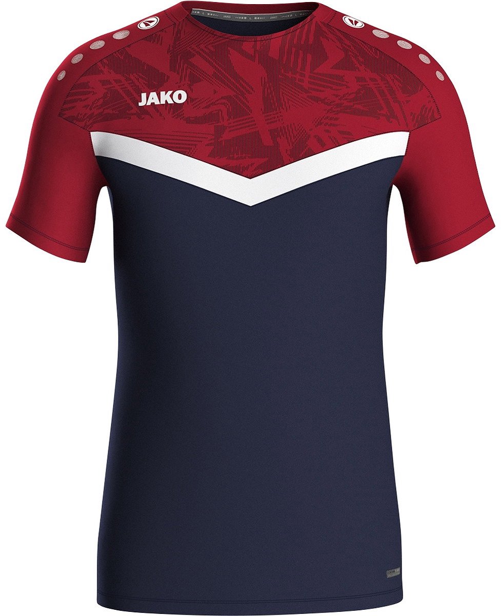 977x1200-80 Jako Iconic T-Shirt Kinderen - Marine / Chilirood | Maat: 164 - Afbeelding 1