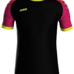 Jako Iconic Shirt Korte Mouw Kinderen - Zwart / Pink / Fluogeel | Maat: 128