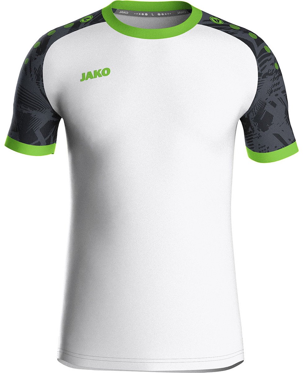 977x1200-88 Jako Iconic Shirt Korte Mouw Heren - Wit / Zwart / Fluo Groen | Maat: S - Afbeelding 1