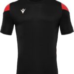 Macron Polis Shirt Korte Mouw Kinderen - Zwart / Rood | Maat: 7-8 Y