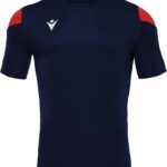 Macron Polis Shirt Korte Mouw Heren - Marine / Rood | Maat: L