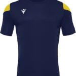 Macron Polis Shirt Korte Mouw Heren - Marine / Geel | Maat: 3XL