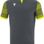 Macron Tureis Shirt Korte Mouw Heren - Antraciet / Fluogeel | Maat: 3XL