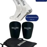 Vynix Ballers - Mini Scheenbeschermers - Mini Scheenbeschermers Voetbal - Gripsokken - 10x6cm - Scheenbeschermers - Met opbergzakje - Mini Shinpads - Scheenbeschermers - Zwart - Sport Sokken