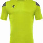 Macron Polis Shirt Korte Mouw Kinderen - Fluogeel / Antraciet | Maat: 7-8 Y