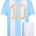 Messi Argentinie Voetbaltenue Thuis - Voetbal Tenue Kinderen - Shirt en Broekje - Jongens en Meisjes -eren Volwassenen - Heren en Dames - Maat 128