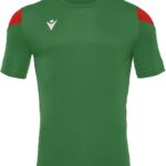 Macron Polis Shirt Korte Mouw Kinderen - Groen / Rood | Maat: 11-12 Y