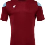 Macron Polis Shirt Korte Mouw Kinderen - Bordeaux / Hemelsblauw | Maat: 7-8 Y