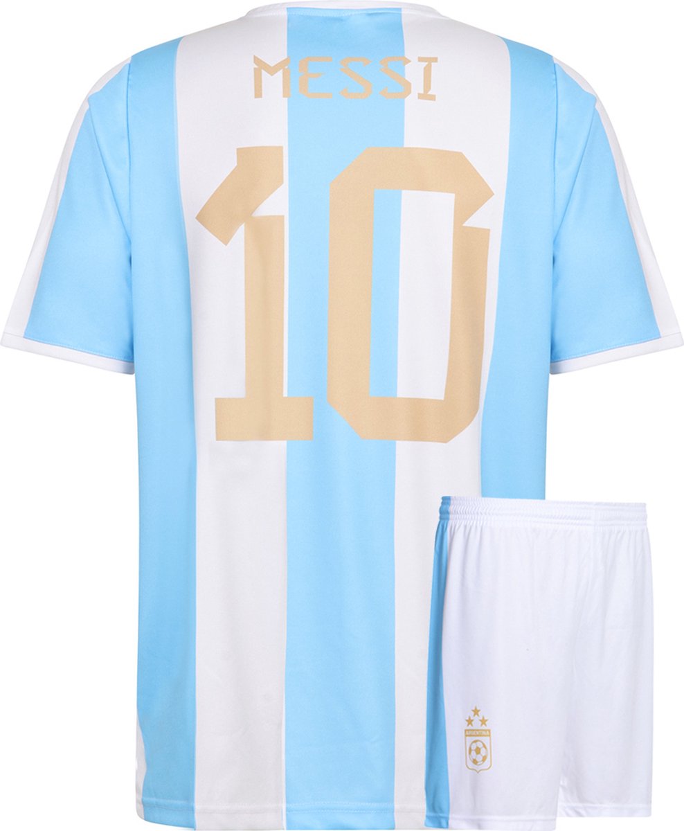 988x1200-3 Messi Argentinie Voetbaltenue Thuis - Voetbal Tenue Kinderen - Shirt en Broekje - Jongens en Meisjes -eren Volwassenen - Heren en Dames - Maat 152 - Afbeelding 1