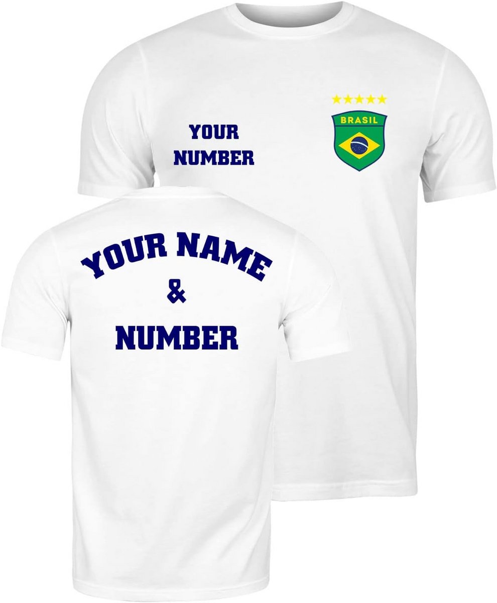 990x1200-17 Gepersonaliseerd Brazilië Voetbalshirt Heren met Naam en Nummer | Braziliaanse Vlag WK Fanatic Kleding - Afbeelding 1