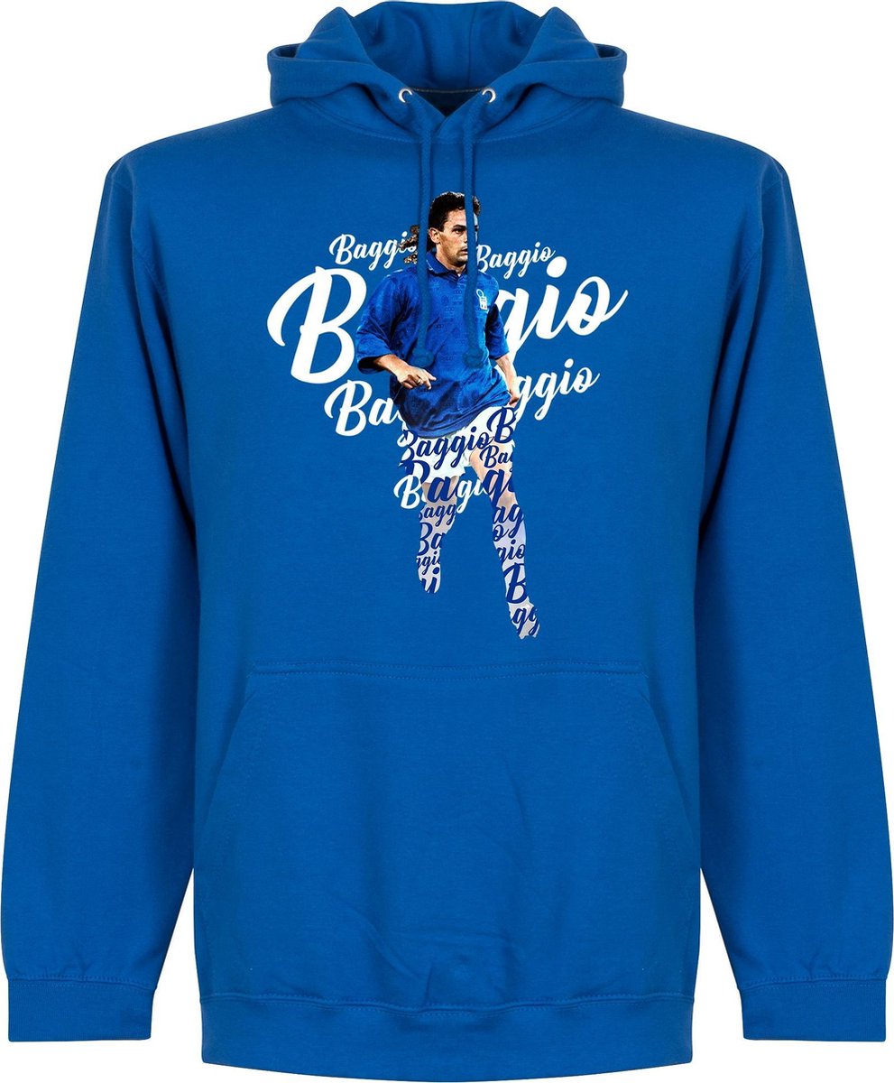 991x1200-59 Roberto Baggio Italië Script Hoodie - Blauw - Kinderen - 152 - Afbeelding 1
