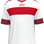 Jako Club 92 Shirt Korte Mouw Heren - Wit / Rood / Kastanje | Maat: M