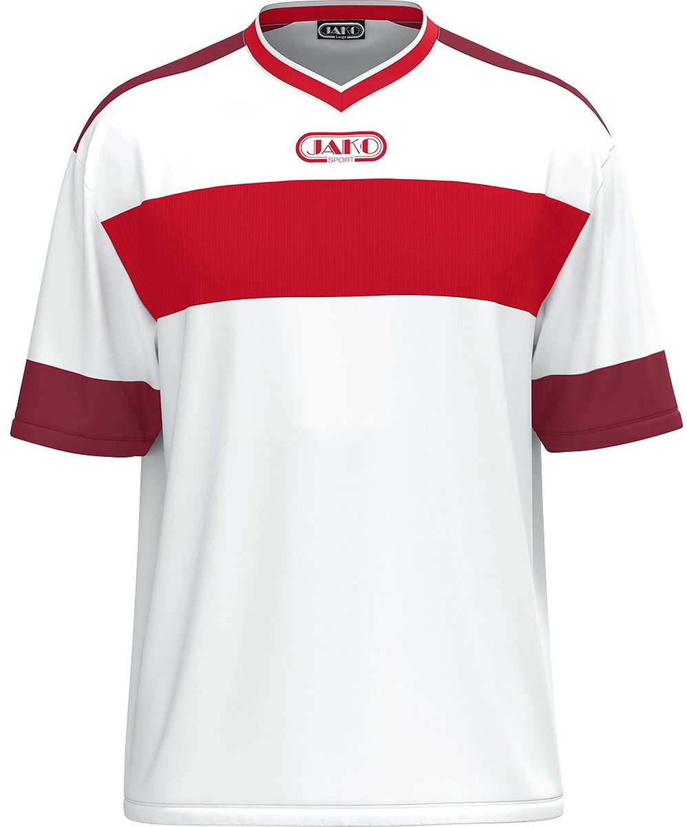 998x1200 Jako Club 92 Shirt Korte Mouw Heren - Wit / Rood / Kastanje | Maat: M - Afbeelding 1